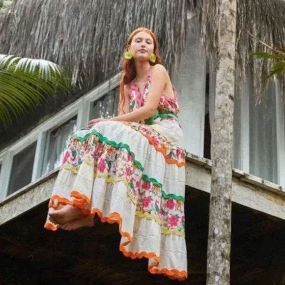 NWT Farm Rio Toucan’s Garden Belted Maxi Dress